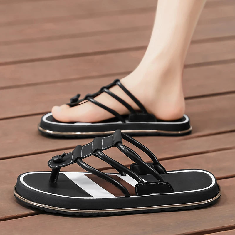 Stylish Summer Slippers for Men Outdoor Soft Sole Slides Leisure Walk Male Flip Flops Mens Casual Beach Shoes Sandals Sandalias