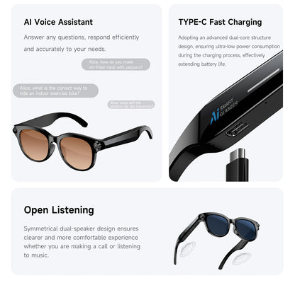 2026 AI Smart Glasses AI Translation Sunglasses Bluetooth Calling Music Player Camera Control Vedio Recording Glasses Men Women