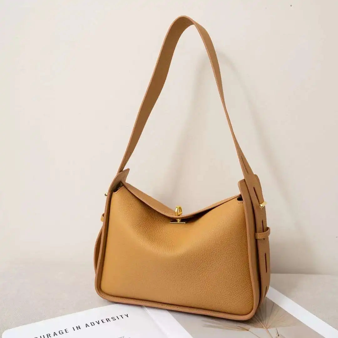 New Genuine Leather Luxury Designer Women Shoulder Crossbody Underarm Bags Cowhide Ladies Large Capacity Tote Bag Fashion Purse