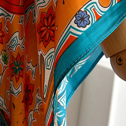 New African For Women Summer Sun protection Short Sleeve Cotton Dress Gold Stamping Loose Lady Maxi Print Dress With Big Scarf