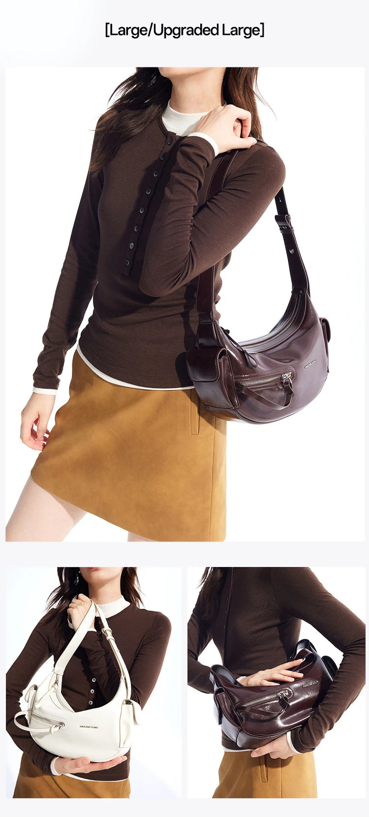 Amazing Song Liqueur Crescent Bag Small Upgraded Large Autumn Style Crossbody Women's Bag Trendy Portable