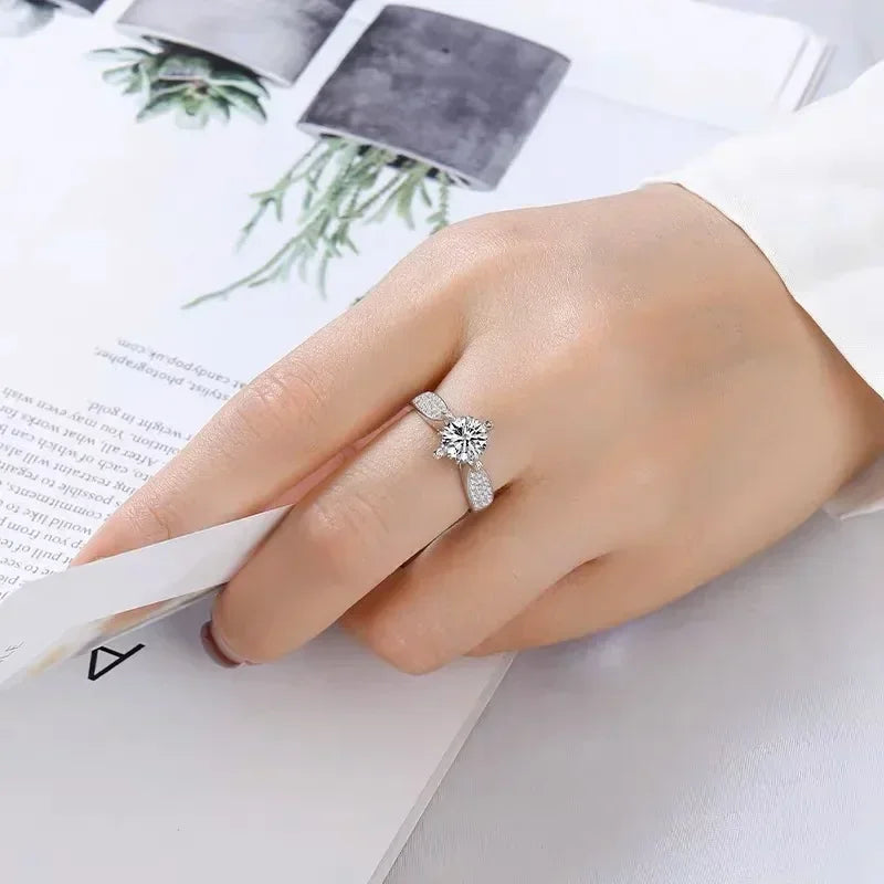 Women's Luxury PT950 Platinum Eternal Wedding Ring - 1 Carat Real GRA VVS Moissanite Diamond, Fine Jewelry
