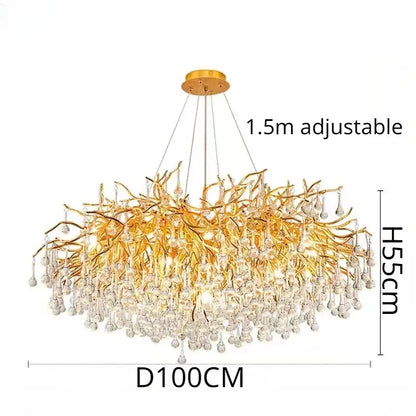 Rectangle Luxury Gold Crystal Chandelier For Dining Living Room Lobby Kitchen Table Modern Lurxy Gold Crystal Celling Chandelier