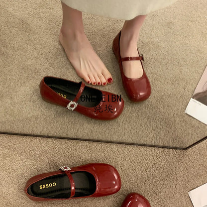 New Spring Autumn Women Ballet Flats Comfort Round Toe Soft Sole Leather Shoes Ladies Daily Wear Dress Mary Jane Shoes