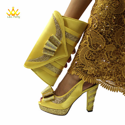 New Spring Autumn Super High Heels Shoes Matching Bag Set in Magenta Color For Nigerian Ladies Wedding Party