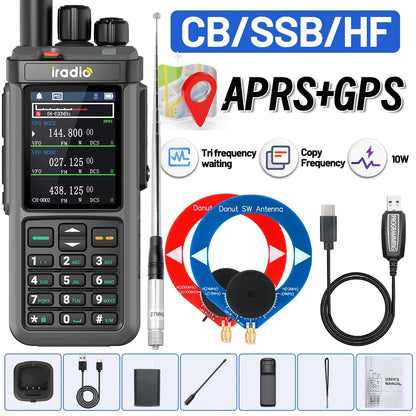 Iradio UV-98 PLUS GPS APRS Walkie Talkie 10W AM CB SSB LW MW SW HF Cross Band Repeater 1024Channels RT-880G Short Wave Ham Radio