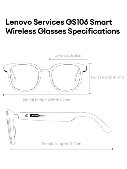 Lenovo GS106 Smart Wireless Glasses Bluetooth 6.0 Photochromic Lenses Sunglasses Hands-Free Music Calls Outdoor Sports Headphone