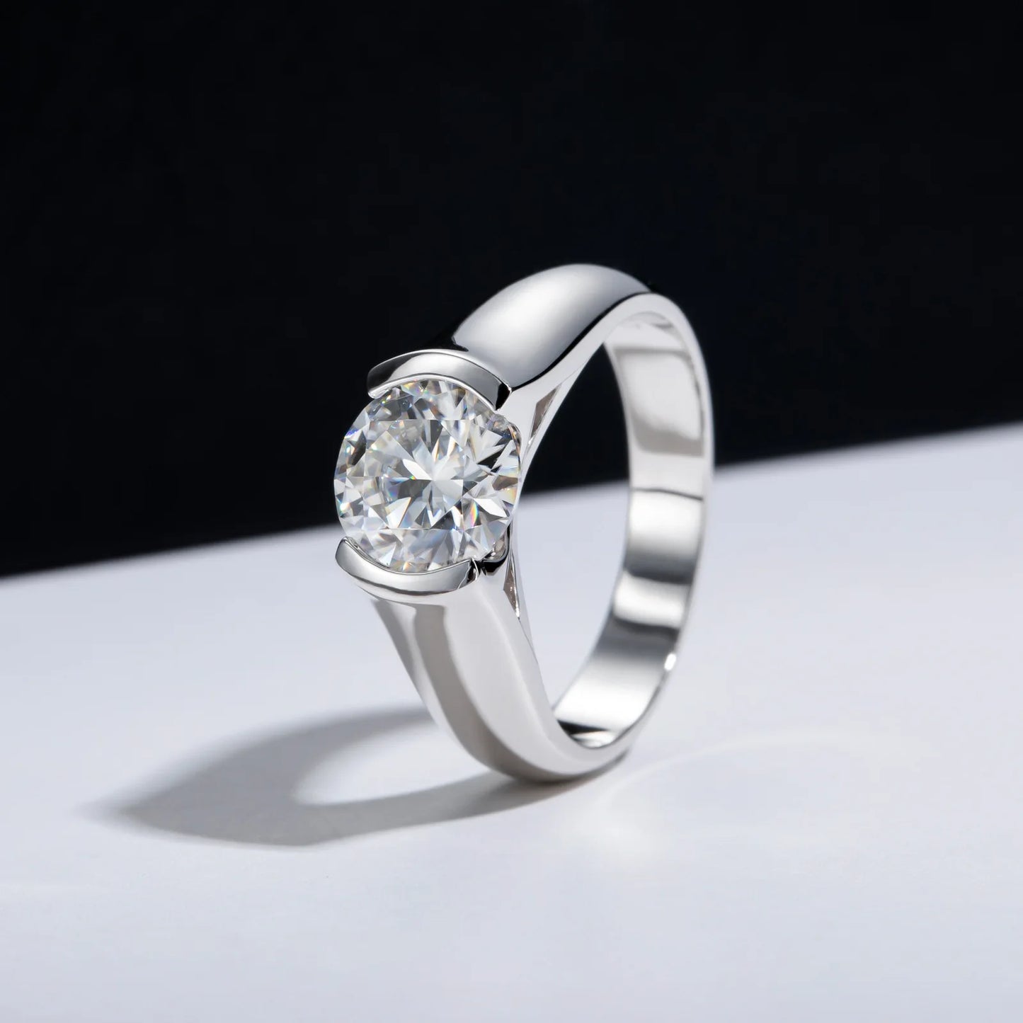 Carnica Luxury 925 Sterling Silver 2CT Real Moissanite Ring for Women GRA Simple Diamond Wedding Jewelry Gift Brilliant Hot New