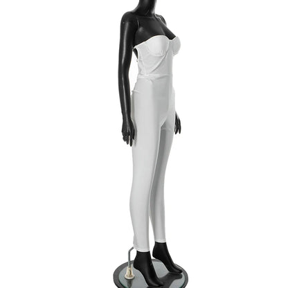Weird Puss  Fitness Strapless Jumpsuits Women Sexy Body-Shaping Backless Sleeveless Solid Skinny Sporty Classic Trend Overalls
