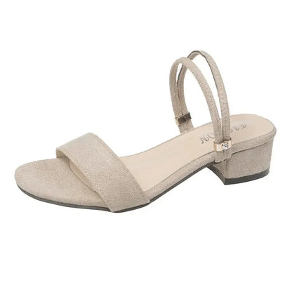 New Women Sandals Chunky Heels Slides Summer Sandal Elegant  Shoes Women Slipper Big Size 34-42 Fashion Summer Sandal Women