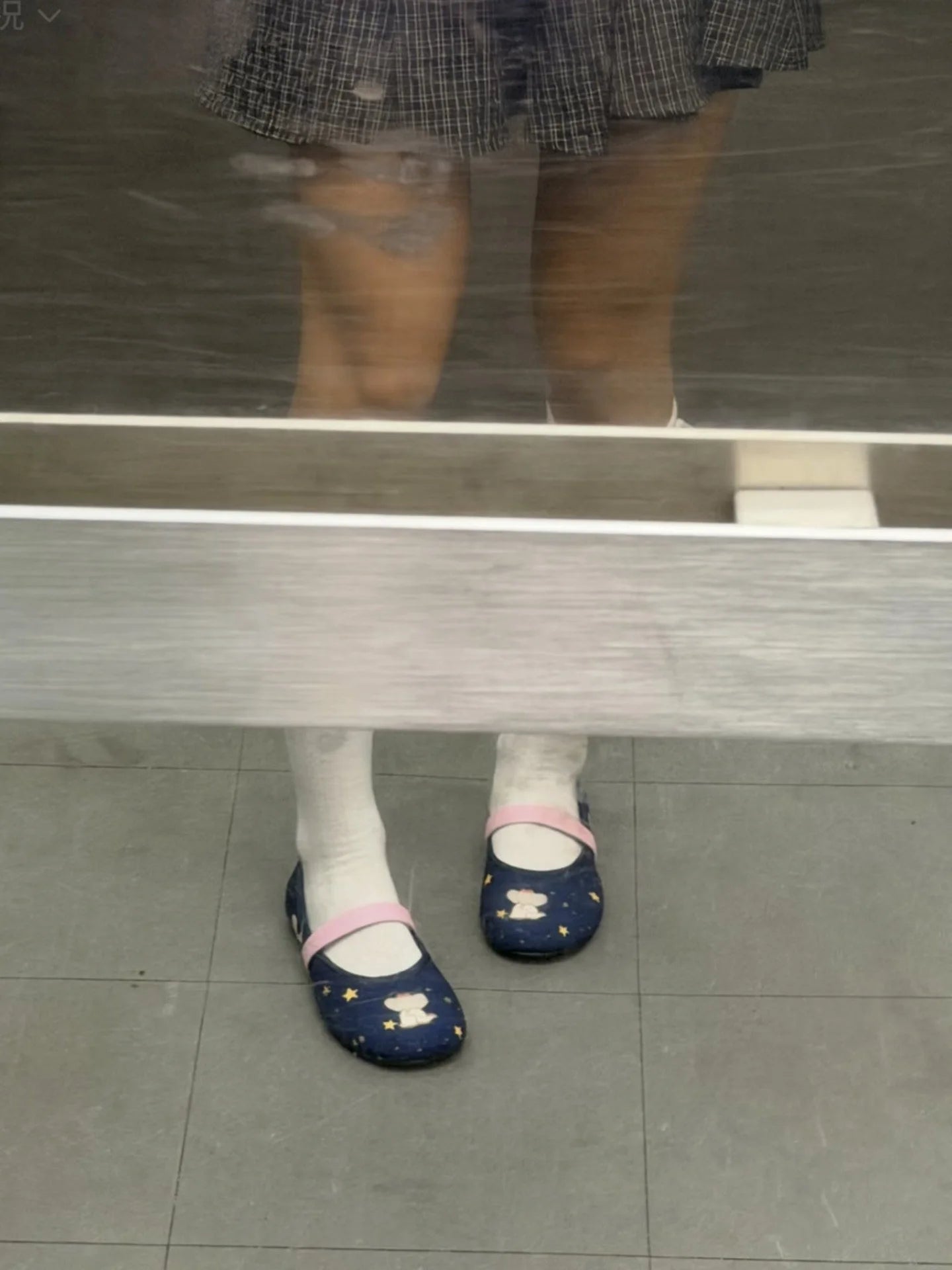 Denim Elephant Print Mary Jane Shoes For Women, Round Toe, Flat Ballet Shoes With a Shallow Neckline