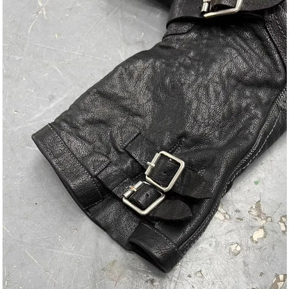 Retro Motorcycle Men's Boots Mid-Calf Knight American Engineer Boots Aged Large Head Boots Leather Splicing Botas Para Moto
