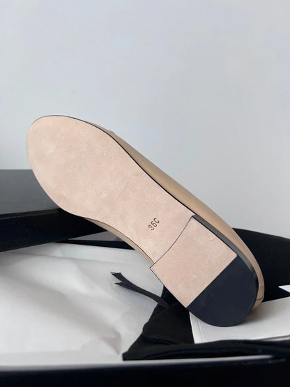 Luxury Brand Women's Low-heel Shoes Casual Bow-Detail Outdoor Hiking Shoes Materials Sheepskin Minimalist Versatile Dance Shoes
