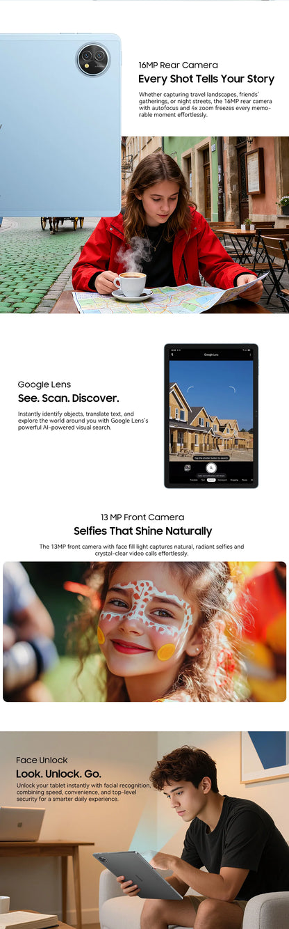 Blackview Zeno 10 5G AI Tablet 11-inch FHD+ 90Hz Display Widevine L1 UNISOC Tiger T8200 8800mAh Quad Speakers Android 15 Pad PC
