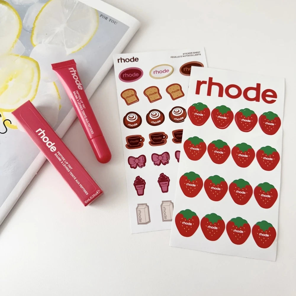 Rhode Summer Lip Moisturizer Lip Balm Smoothing Lipstick Lines Lasting Nourishing Women Makeup Daily Gloss Care with Stickers