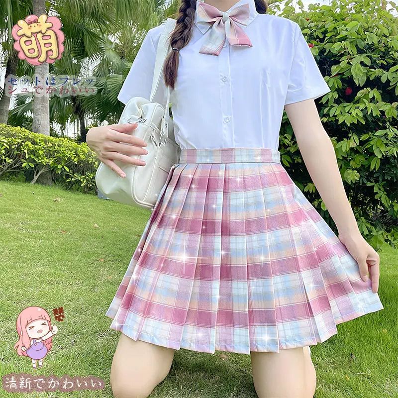 Japanese Bow Tie Skirt Set Student Pleated Skirt Jk Uniform Korean School Sexy Girl Preppy Style Seifuku Japanese School Uniform