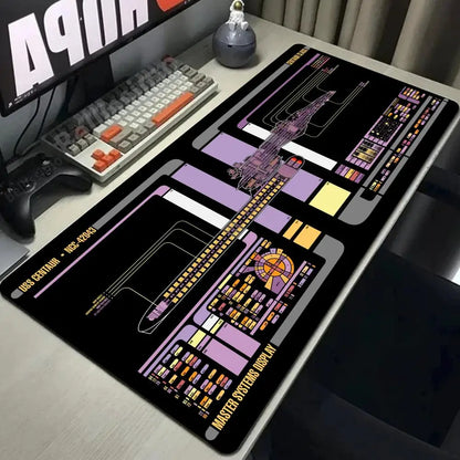 Starship Blueprint Pad Desk Pad Mouse Pad Gamer Computer Cabinet Star Trek Game Office Accessories Keyboard Anime Extended Large