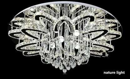 LED Modern Crystal Stainless Steel Round Dimmable RGB Chandelier Lighting Lamparas De Techo For Foyer Living Room Bedroom
