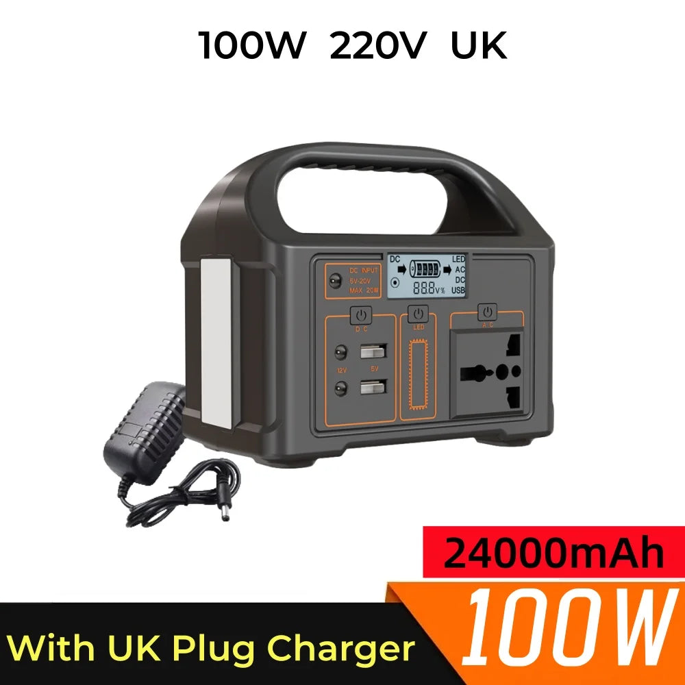 jsdsolar 100W Portable Solar Power Station Generator Output AC 220V 110V LiFePO4 Power Bank UPS Power Plant For Outdoor Camping