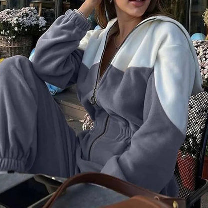 KUCLUT 2025 Autumn New Women's Fashion Sports Casual Jumpsuit Zipper Design Spliced Contrast Color Versatile Jumpsuits 1A991