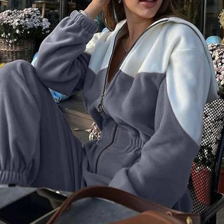 KUCLUT 2025 Autumn New Women's Fashion Sports Casual Jumpsuit Zipper Design Spliced Contrast Color Versatile Jumpsuits 1A991