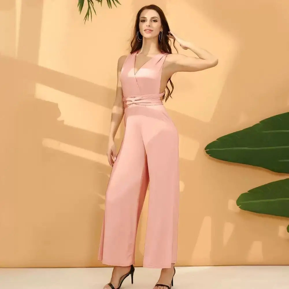 Elegant Palazzo Jumpsuit for Bridesmaids Multiway Convertible Jumpsuit Formal Multi Wrap Wedding Dress Cocktail Floor Jumpsuits