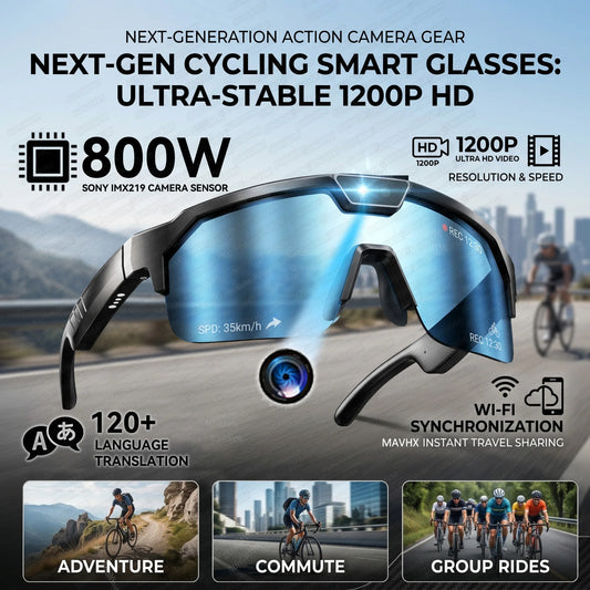 Smart Glasses with 4K HD Anti-Shake Camera & 3D Stereo Speakers Polarized UV400 Sport Sunglasses Bluetooth AI Outdoors Video POV