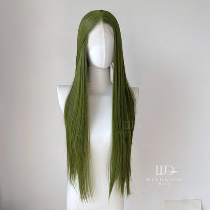 Green Lace Front Wigs for Fashion Women 26 Inches HD Straight 13*4 Natural Frontal Lace High Quality Synthetic for Cosplay