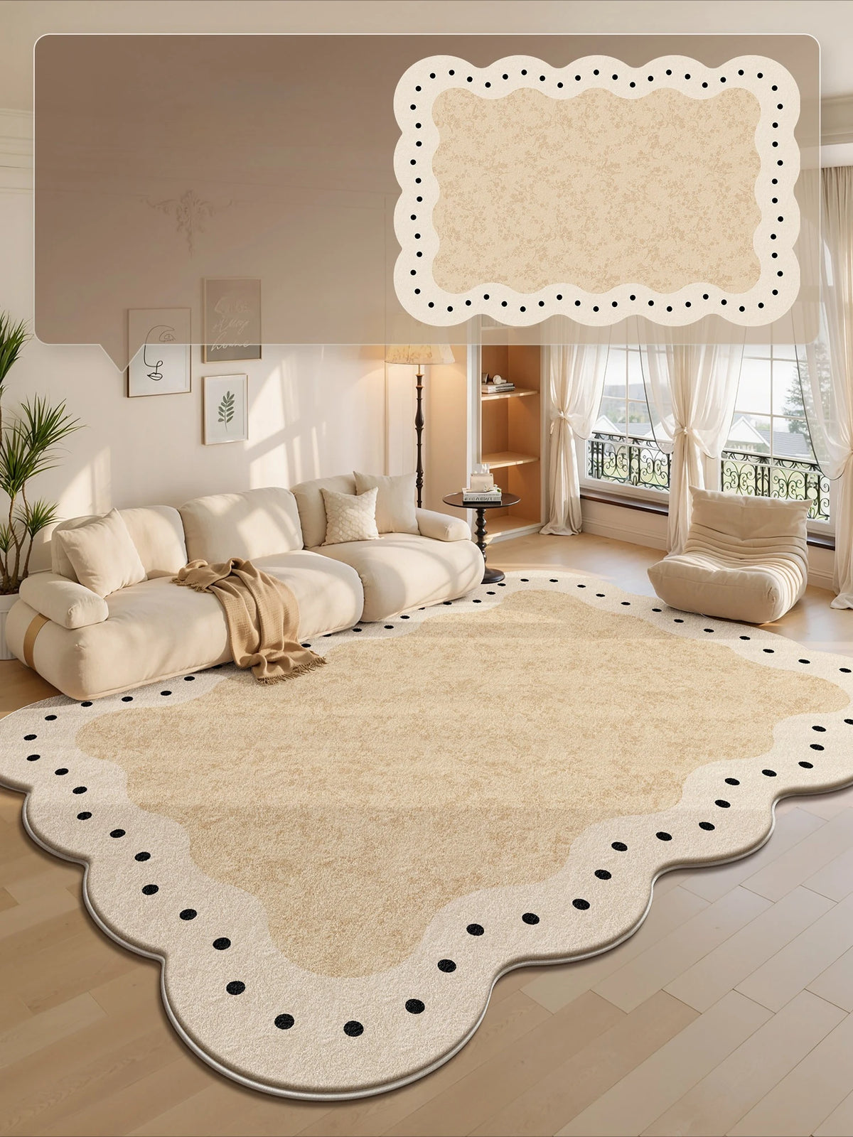 Cream Style Rugs for Bedroom Large Area Living Room Decoration Plush Carpet Irregular Thick Lounge Floor Mat Fluffy Soft Rug