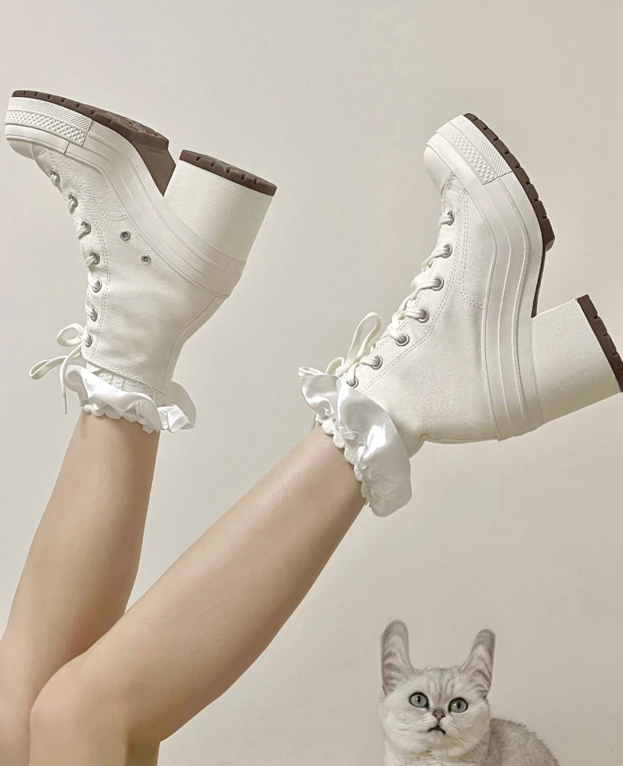 Women's High-heel Shoes Classic High Top Canvas Shoes Designer Platform Sneakers for Women Breathable Casual Shoes Zapatos Mujer