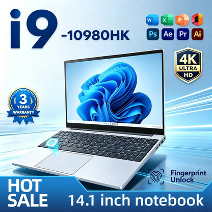 Intel Core i9 10980HK 14.1 Inch Pro Laptop 8C 16T 2.4 5.3GHz 16MB 45W 32GB DDR4 2TB M.2 SSD Gaming Notebook Office Pro Max HD