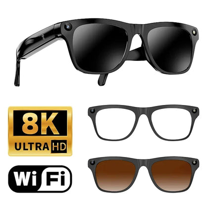 Smart Glasses 8K HD AI Photography Recording Intelligent Object Recognition 290mAh Battery Bluetooth Voice Assistant Unisex