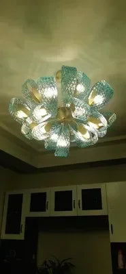 Modern Blue Glass Led Pendant Lamp Copper Designer Hanging Chandeliers for Living Room Bar Bedroom Suspension lustre Lights