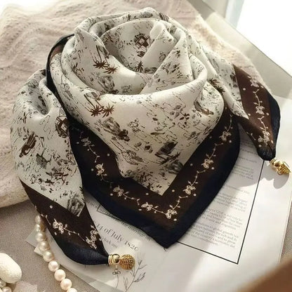 2026 new magnetic buckle silk scarf for women's small square scarf for autumn and winter warmth and cold resistance, fashionabl