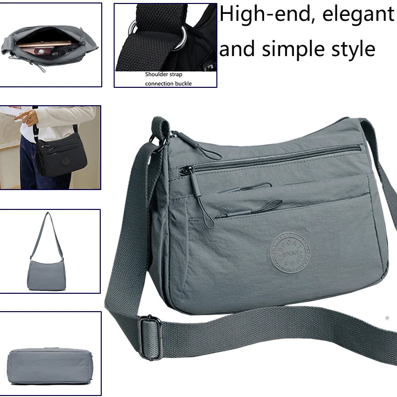 Fashionable Women's Crossbody Bag, Casual Nylon Shoulder Purse with Multiple Pockets, Available in Multiple Colors