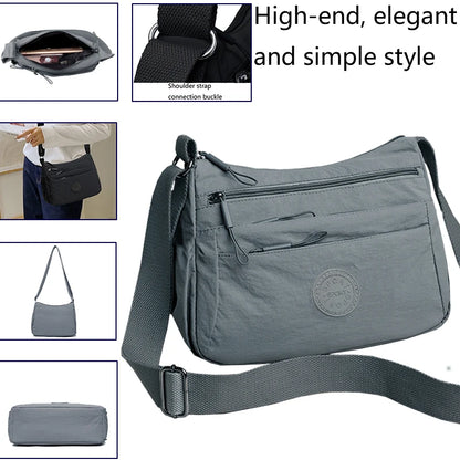 Fashionable Women's Crossbody Bag, Casual Nylon Shoulder Purse with Multiple Pockets, Available in Multiple Colors