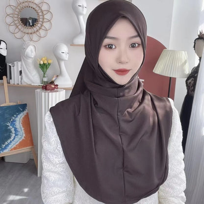 H124 Adults high quality big size muslim hijab scarf with chin part islamic headscarf hats armia pull on headwrap turban caps