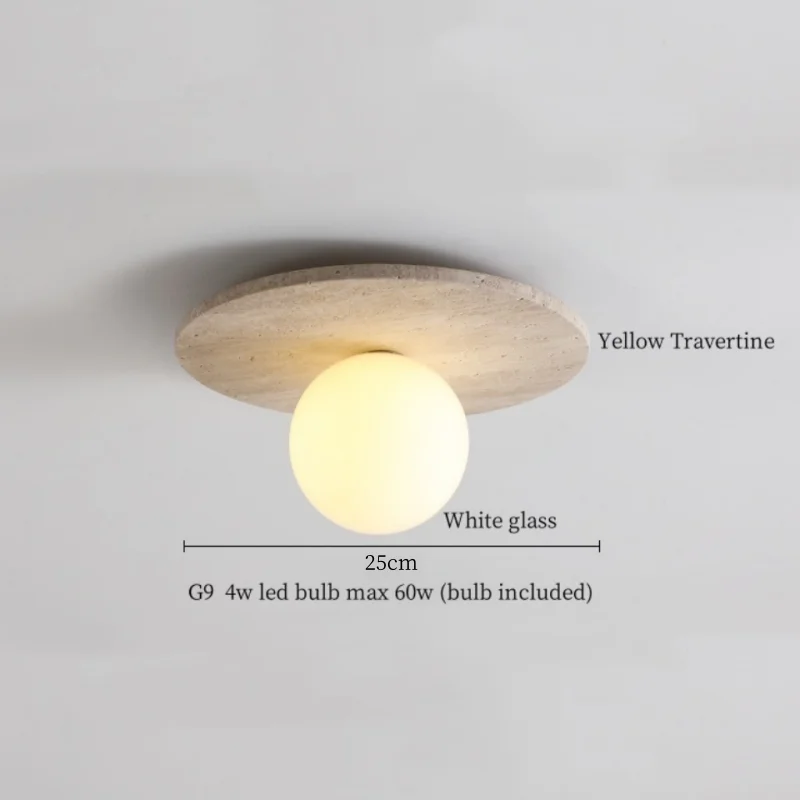 IWHD Japan Wabi Sabi LED Ceiling Lights Bedroom Bathroom Corridor Home Lighting Yellow travertine Ceiling Lamp Lampy Sufitowe