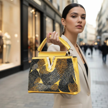 2026 Fashion Ladies Luxury Women's Bag High Quality Unique Bead-embellished Female Bag Cover Bucket Shape Designer Handbag 28 cm