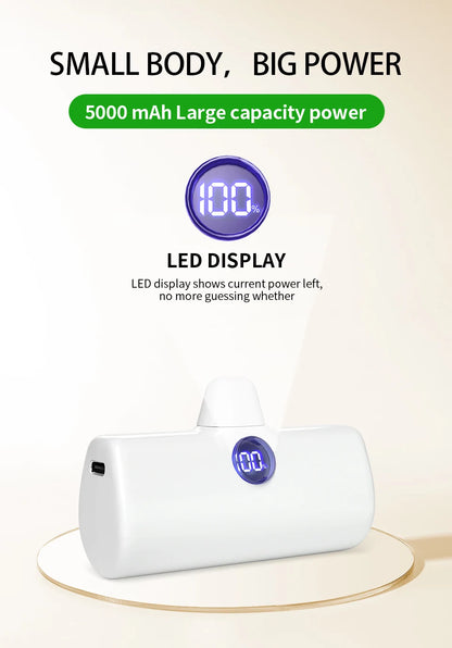 Fast Charging Power Bank Portable Charger External Battery Pack for iPhone Android LED Digital Display 5000mAh Mini Powerbank