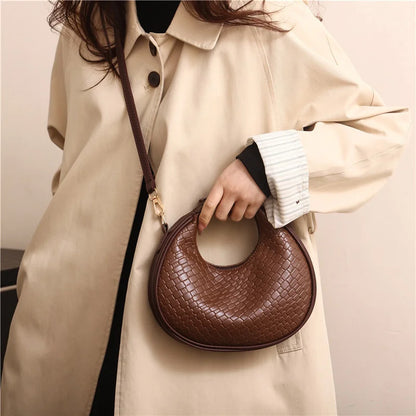 Fashion Black Half Moon Bag Luxury Pu Leather Ladies Purses and Handbags Crossbody Women Shoulder Bags