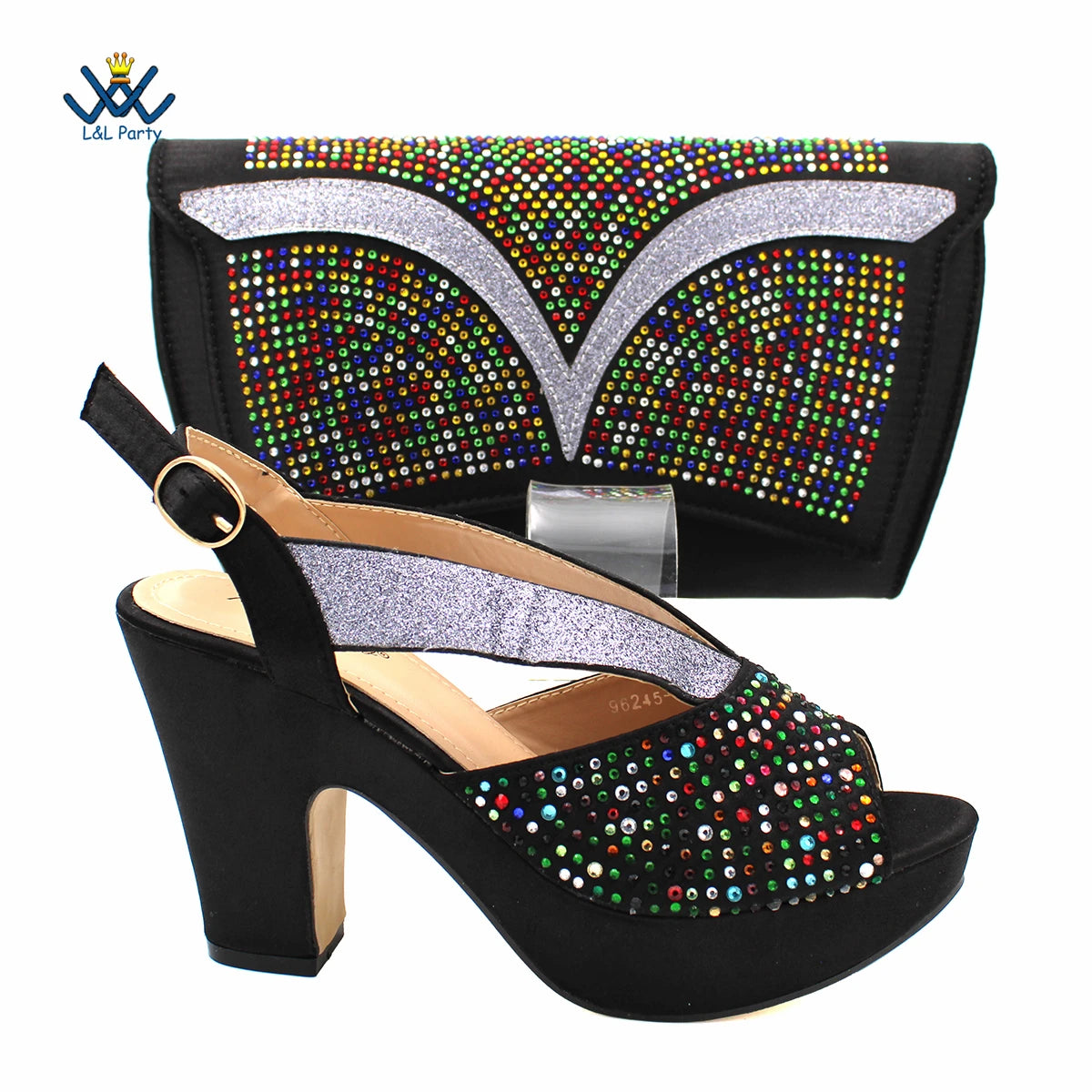 Buckle Strap Sandals Nigerian Women Shoes and Bag Set in Green Color with Wedges Heels For Ladies Party
