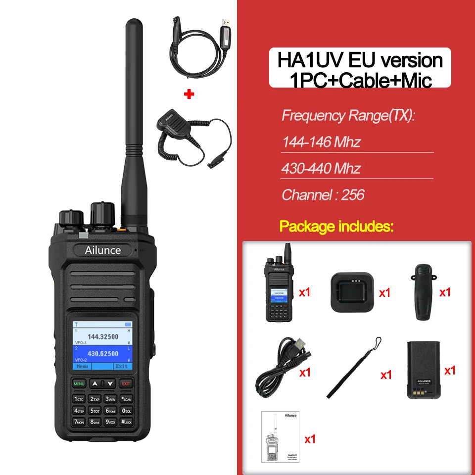 Retevis Ailunce HA1UV Ham Radio IP67 Waterproof Long Range 2800mAh Dual Band Two Way Radio Rechargeable Handheld Walkie Talkie