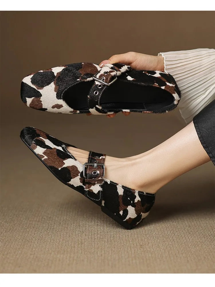 DIMANYU Flat Shoes Women’s 2026 New Buckle Mary Jane Female Shoes Genuine Leather Large Size Ballet Women Loafers