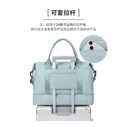 Outdoor Portable Travel Tote Adjustable Pull Rod Dry And Wet Separation Expandable Independent Shoe Compartment Fitness Bag