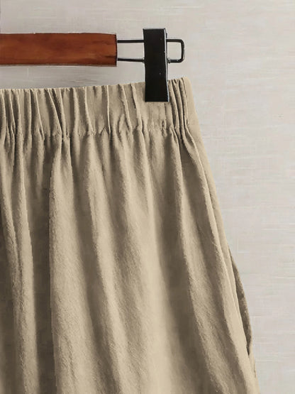 Summer women's thin five-point pants, wide-leg casual straight-leg high-waisted women's pants, fashionable outdoor sports pants