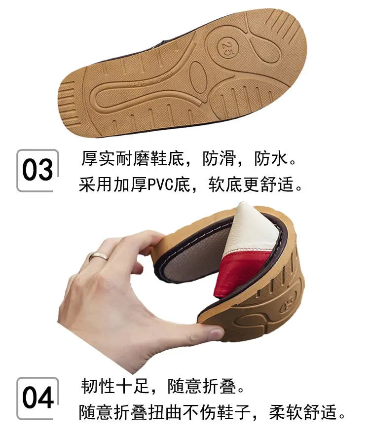 NewLight Luxury Genuine Leather Sheepskin Women's Slippers PVC Rubber Sole Non-Slip Summer Shoes Comfortable Soft Couple Sandals