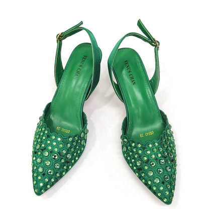 Venus Chan New Arrival Italian Design Nigerian Fashion Party Wedding Shoes and Bag Set Decorated With Flower in Blue Color