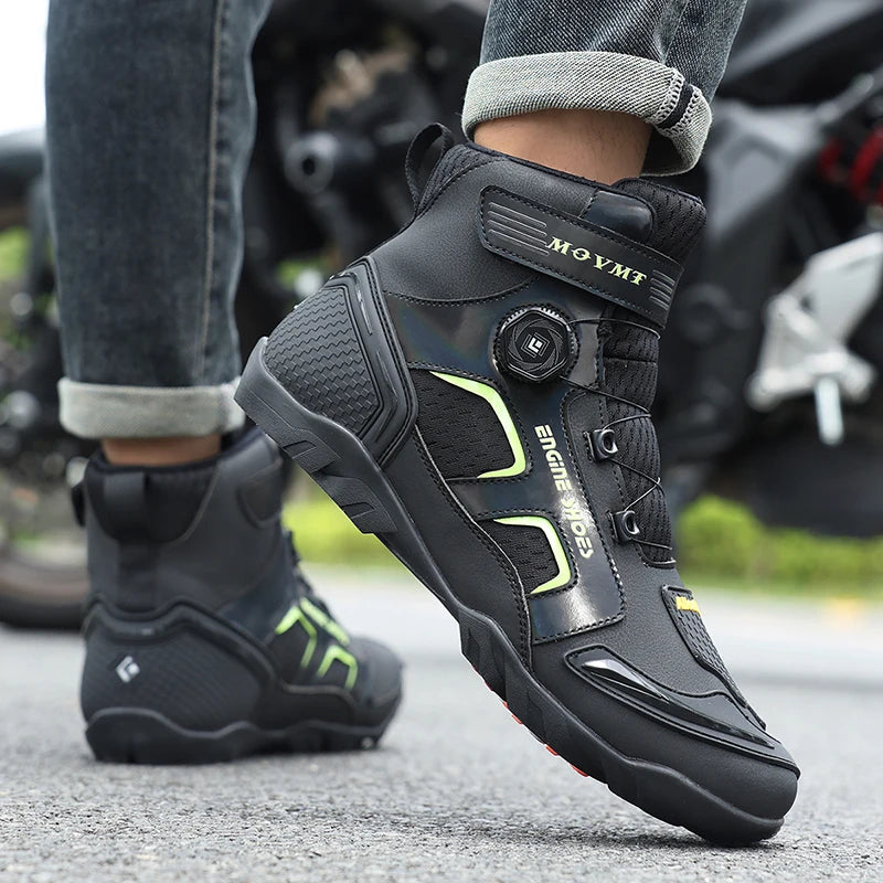New Motorcycle Boots Men Leather Motos Breathable Anti Slip Wear-resistant Riders Boots Motorbike Racing Ankle Length Shoes