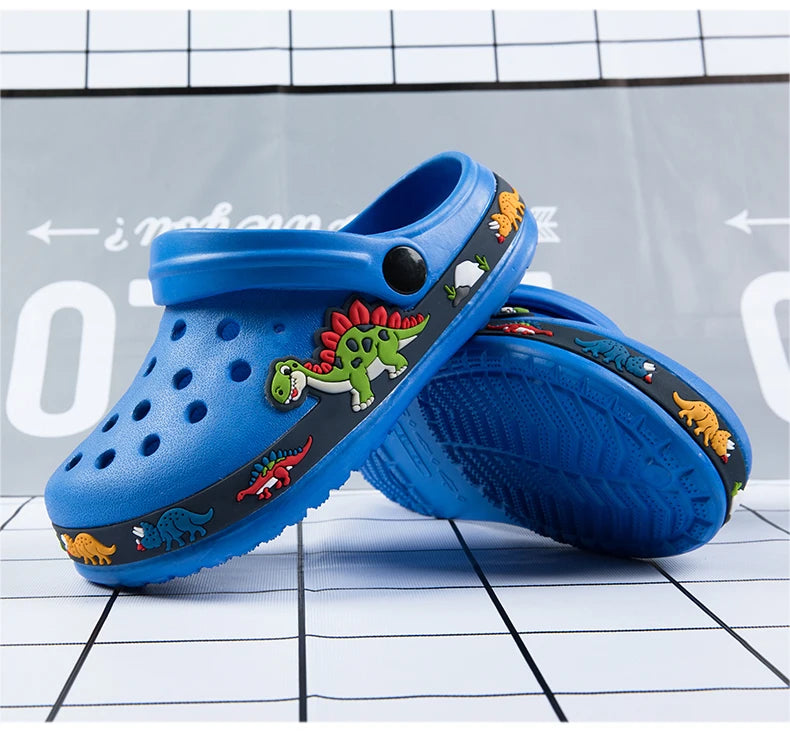 Children Shoes Baby Boys Slippers Cartoon Excavator Print Clogs Summer Breathable Soft Indoor Sports Boy Slippers